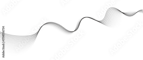 Flowing Dot Wave halftone gradient pattern on transparent background