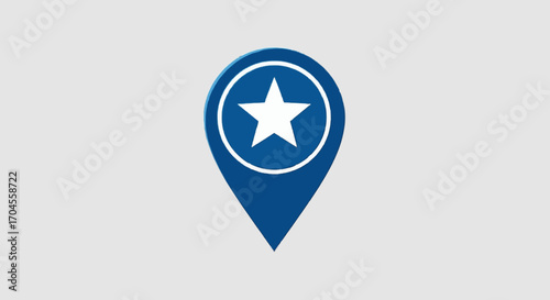 Iconic blue location pin featuring a prominent white star, representing a highlighted spot, favorite place, or a premium point of interest on a digital map or application interface