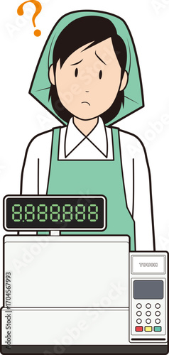 レジスターと女性スーパー店員②