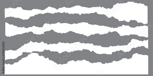 A realistic set of ripped white paper sheets Png isolated on a transparent texture background