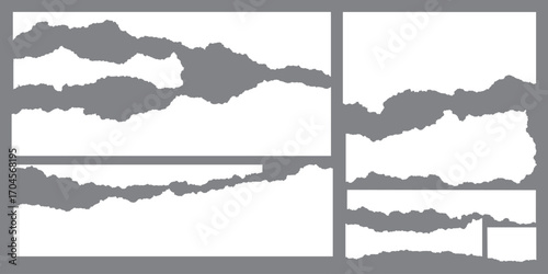 A realistic set of ripped white paper sheets Png isolated on a transparent texture background