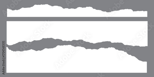A realistic set of ripped white paper sheets Png isolated on a transparent texture background