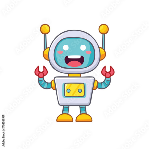 A cute and friendly robot smiling and expressing happiness