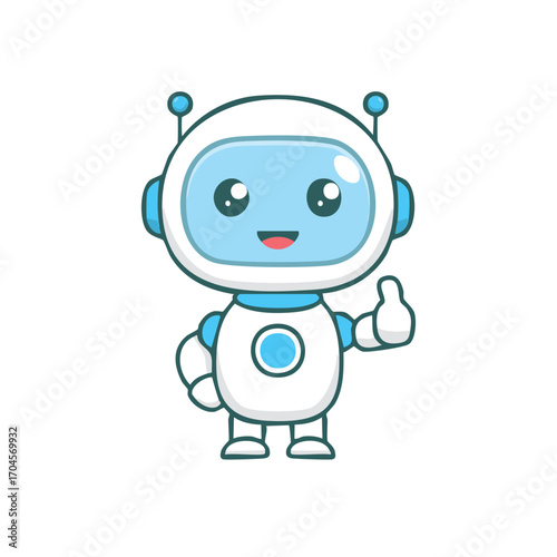 A cute and friendly robot giving a thumbs up, perfect for tech-related designs or illustrations.
