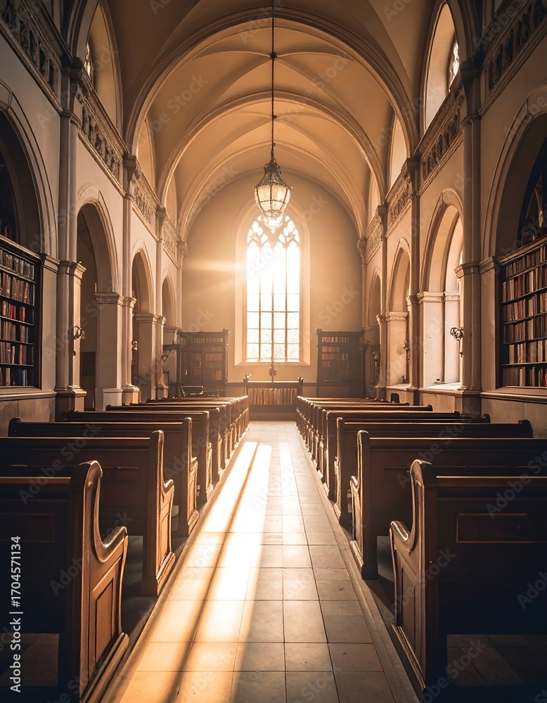 Fototapeta premium Sunlit church interior