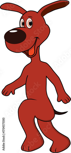 A funny and friendly brown dog is walking happily