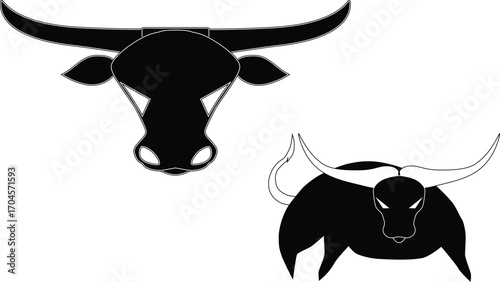 An illustration of a fierce black bull