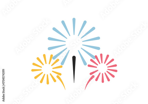 Bright and colorful fireworks display exploding in the night sky, creating a festive and celebratory atmosphere