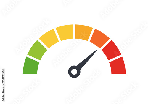 Performance Gauge Speedometer Icon Showing Progress Level of Performance