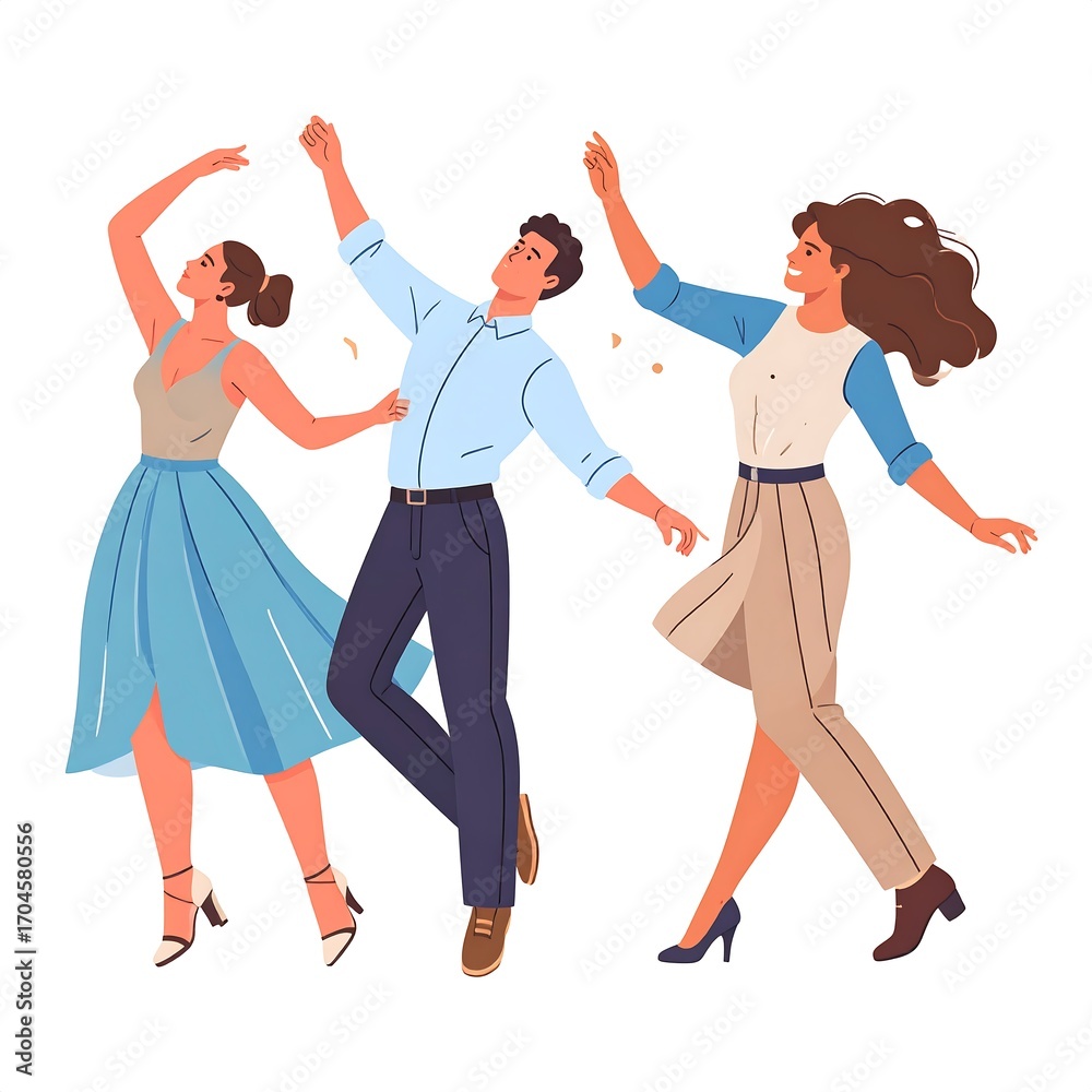 Naklejka premium Three people dancing joyfully (1)