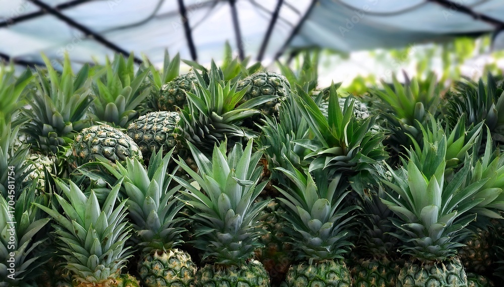 Fototapeta premium Green Pineapples Dark Spikes