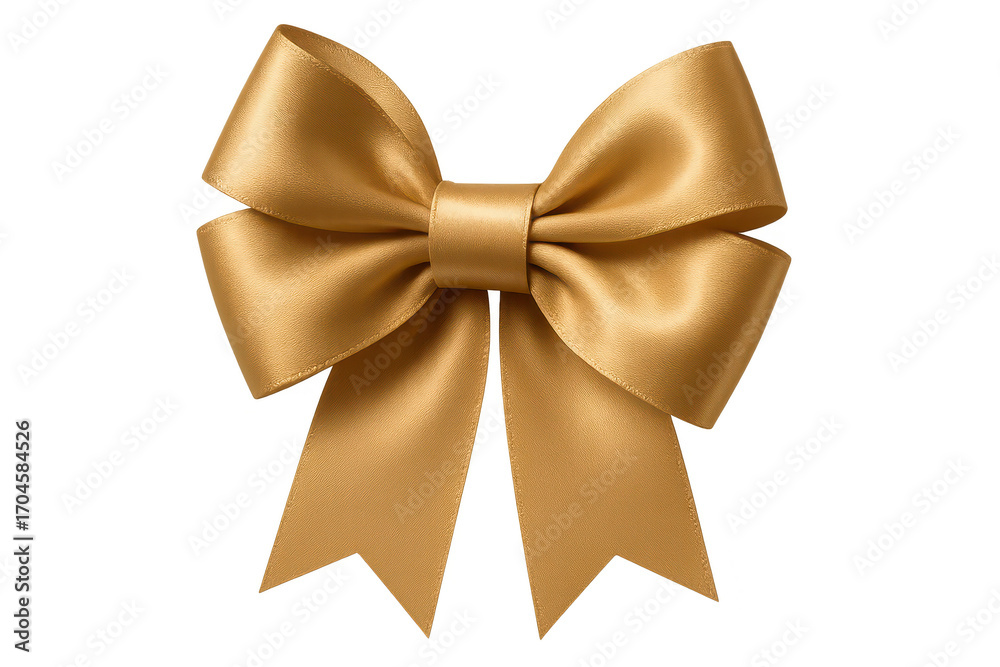 Naklejka premium Luxurious golden satin gift bow isolated on transparent background