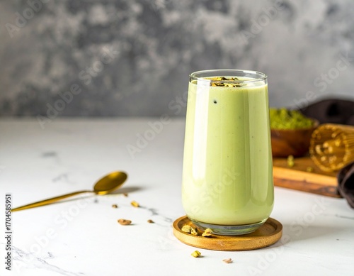 Glass of matcha latte