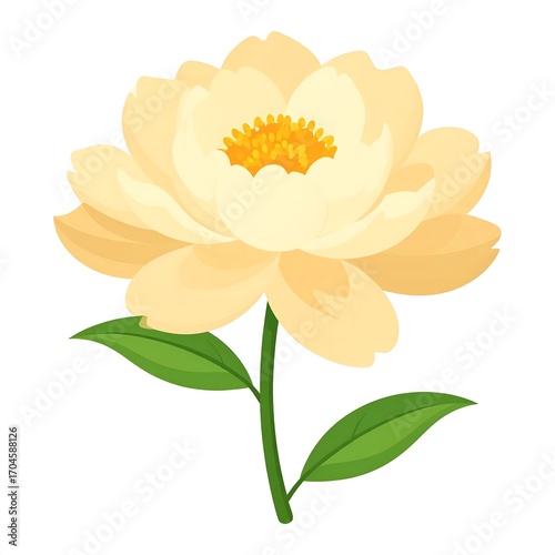 Pastel yellow peony illustration