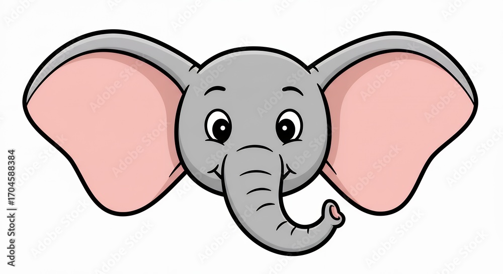 Fototapeta premium Cute elephant face illustration