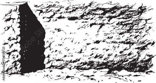 Cave Entrance in Rocky Terrain