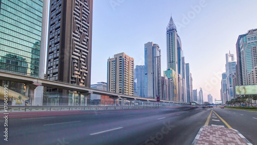Skyscrapers at the Sheikh Zayed Road in Dubai timelapse hyperlapse