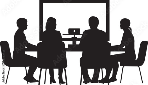 Meeting conference call online video communication business team collaboration silhouette