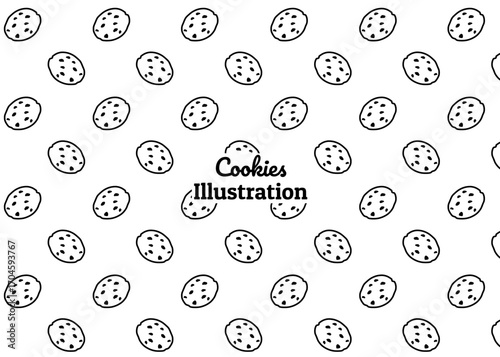 A cookies illustration pattern with white background, food packaging, menu illustration hand drawn print ads, food business, snack