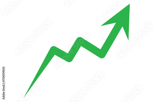 green arrow graph investment market growth up. green arrow graph line. chart moving up concept of business growth profit. business grow up sign. vector illustration.