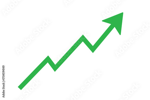green arrow graph investment market growth up. green arrow graph line. chart moving up concept of business growth profit. business grow up sign. vector illustration.