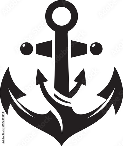 Classic Anchor with Crossed Anchors and Subtle Curves on White Background Keywords: anchor, nautical, maritime, sea, ocean, sailing, boat, ship, marine, symbol, emblem, logo, design, vector