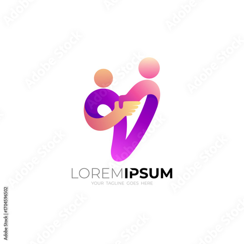 Love logo and people care design template, charity design