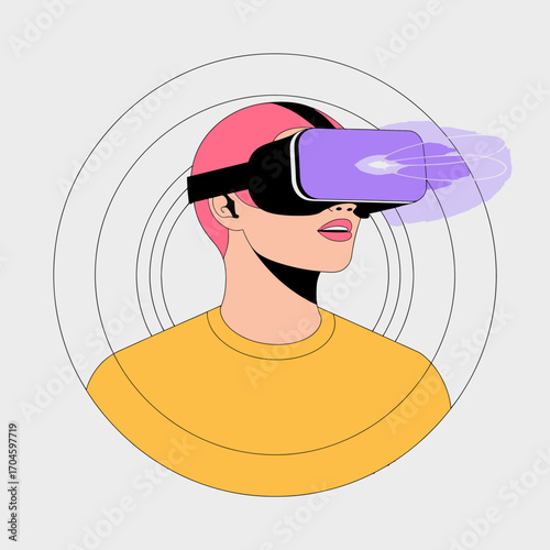 An engaging representation of a person using a VR headset, highlighting the exploratory and imaginative aspects of virtual reality in contemporary digital entertainment.