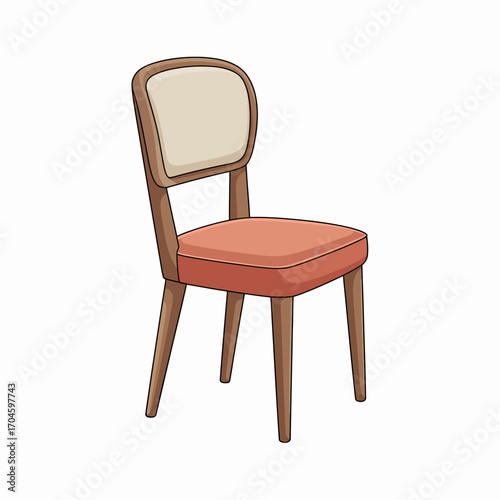 A stylish retro chair featuring a unique design with a soft cushion and wooden legs, perfect for creating a cozy addition to any dining or living space.
