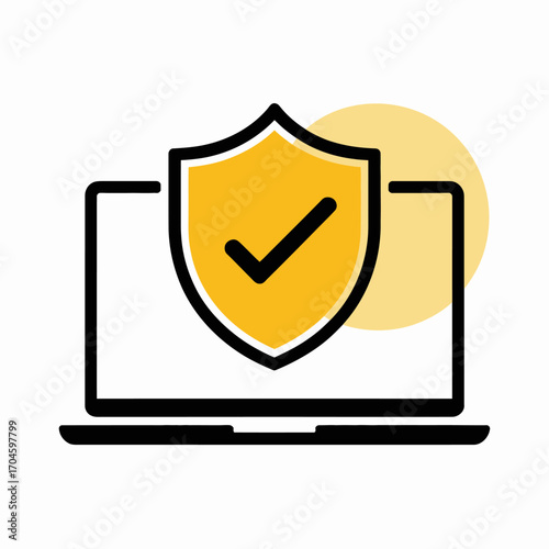 This image features a laptop with a security shield symbol, emphasizing the importance of online protection and data security in the digital age for users and devices alike.