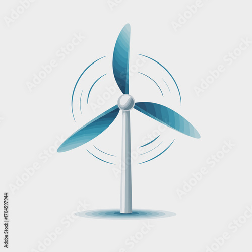 This image presents a graphical wind turbine with fluid lines, focusing on the essence of renewable energy, and highlighting the importance of wind power for a sustainable future.