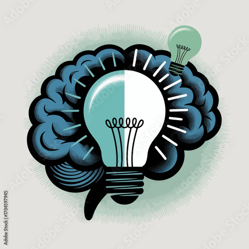 This image showcases a brain intertwined with light bulbs, symbolizing creativity and innovative thinking, emphasizing the relationship between ideas and mental processes.