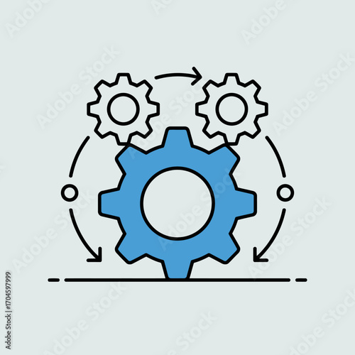 This image illustrates gears surrounded by circular arrows, symbolizing the cyclical nature of processes and the importance of interconnected systems in modern society.