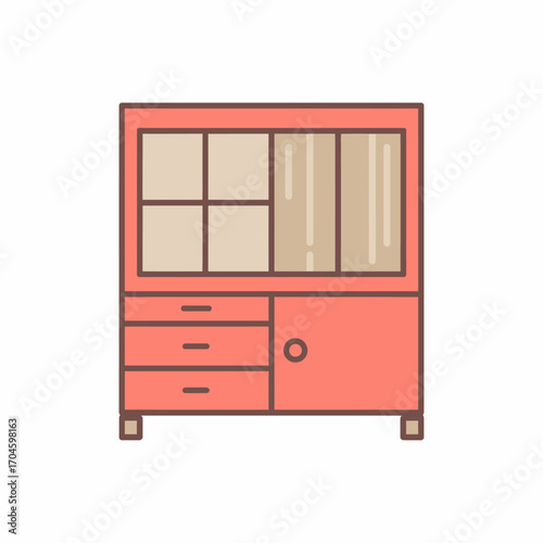 This image showcases a stylish modern furniture cabinet featuring sliding glass doors, beautifully designed with simplicity and functionality for everyday use in homes.