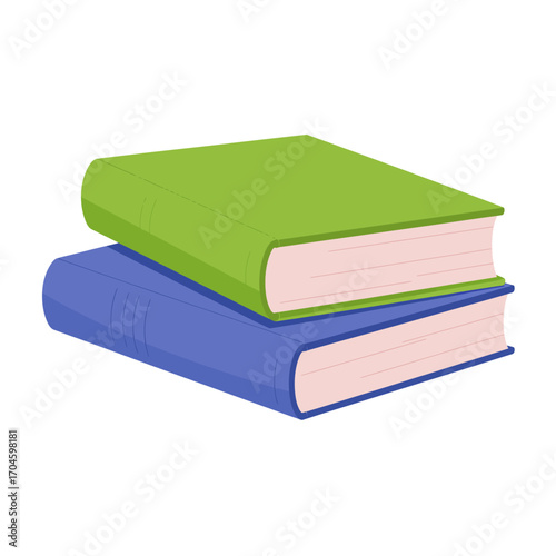 Illustration of two books stacked together, one green and one blue, offering a vibrant and educational vibe, perfect for representing knowledge and learning aesthetics.