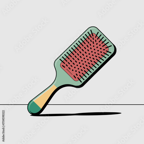 An artistic depiction of a paddle brush with a vibrant color scheme, highlighting its modern take on a classic hair styling tool, appealing to contemporary aesthetics.