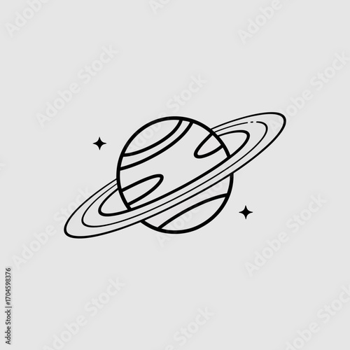 This detailed illustration showcases Saturn surrounded by stars, symbolizing the enchanting aspects of space, appealing to those interested in celestial art and science themes.