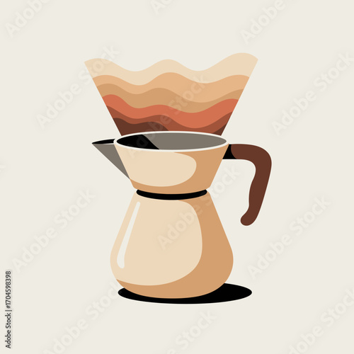This image showcases a modern coffee dripper with elegant design elements highlighting the art of coffee brewing and the vibrant colors of coffee filters.