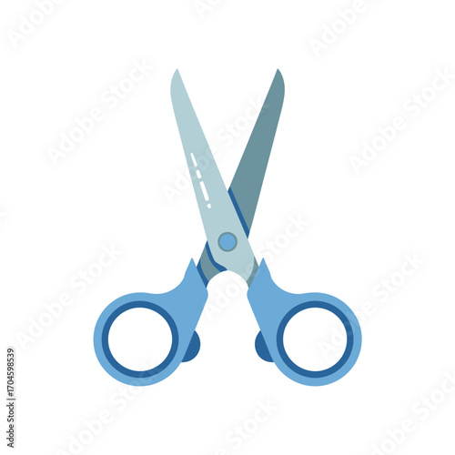 This artistic image showcases a pair of blue scissors with a sleek design, highlighting their importance as a creative tool for children, crafts, and educational activities.