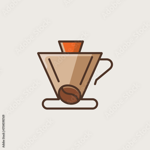 This image depicts a modern coffee filter cone adorned with a coffee bean, symbolizing the essence of coffee brewing and the connection between nature and beverage.