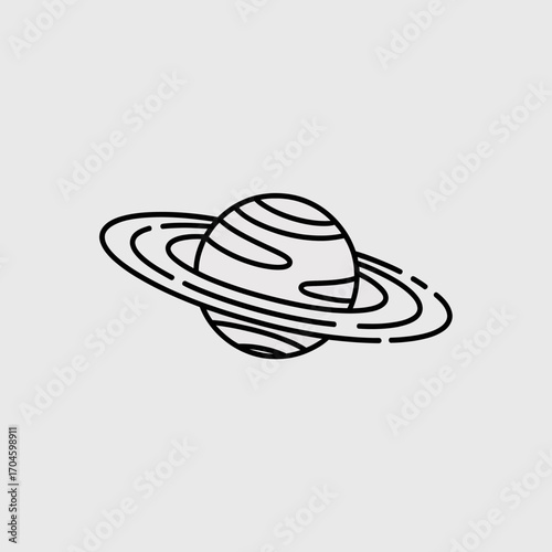 This image presents a simplified drawing of Saturn with its iconic rings, suitable for educational purposes and artistic representations of space for science enthusiasts and educators.