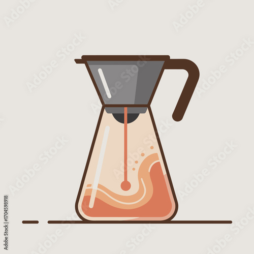 This image features an elegant coffee maker showcasing the brewing process with beautiful swirling coffee, emphasizing the blend of taste and craftsmanship.