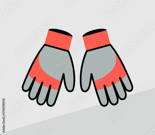 This image showcases a pair of modern gloves, featuring a sleek grey design complemented by vibrant coral details, perfect for outdoor activities or work environment.