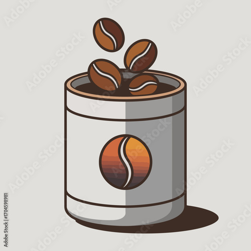 A stylish coffee container filled with floating coffee beans, capturing a unique aesthetic that emphasizes simplicity in design and the essence of coffee culture.