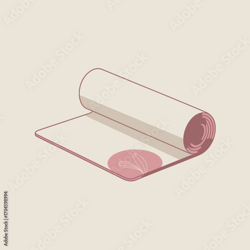 This elegant rolled yoga mat, adorned with a delicate symbol, combines style and functionality, making it an excellent choice for yoga practitioners seeking harmony in their sessions.