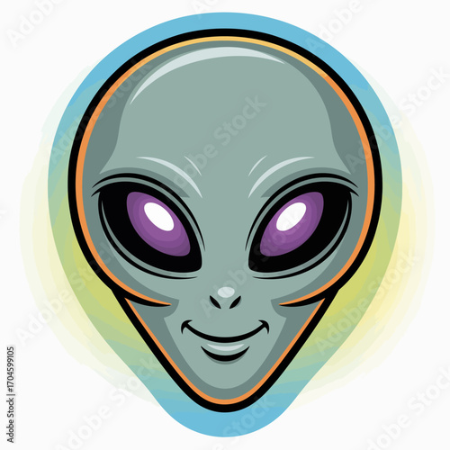 This stylish depiction of an alien face showcases simplicity and elegance, combining smooth lines and a minimalist approach, perfect for modern art and sci-fi themes.