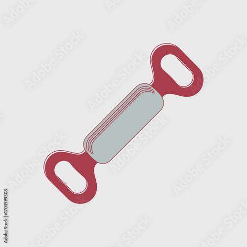A stylized kitchen gadget featuring a red handle and a silver blade is illustrated against a soft background, showcasing home cooking essentials in a minimalist style.