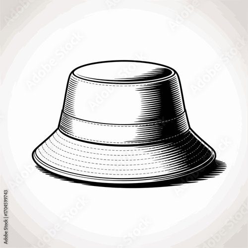 A simplistic bucket hat image that emphasizes detailing and texture, appealing to minimalist fashion lovers who appreciate subtle yet elegant designs.