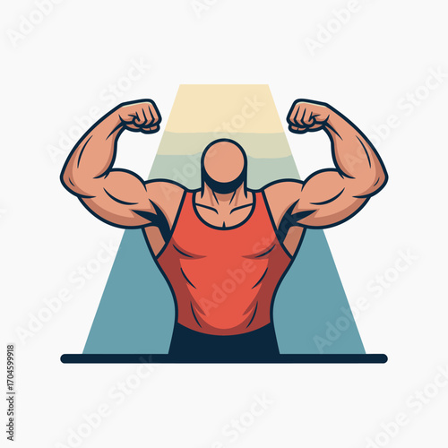 Emphasizing strength and definition, this muscular figure striking a pose in a tank top symbolizes empowerment and motivation for fitness enthusiasts and trainers alike.