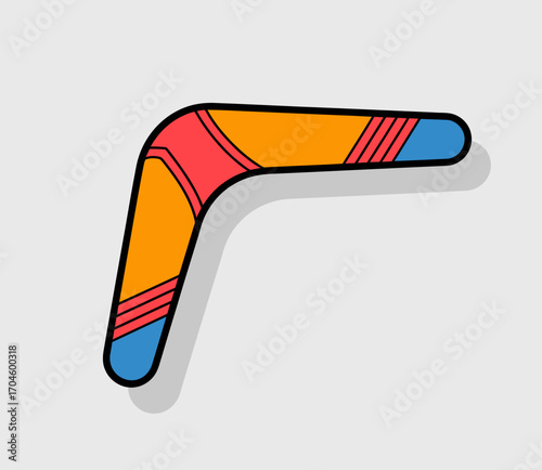 A visually striking boomerang illustrated with bold colors, capturing the thrill of outdoor activities and evoking feelings of joy, freedom, and playful adventures.